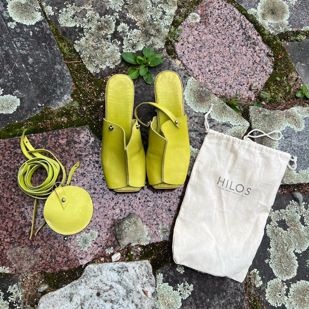 Hilos Georgia 3D Open Toe Block Heel Wasabi 8